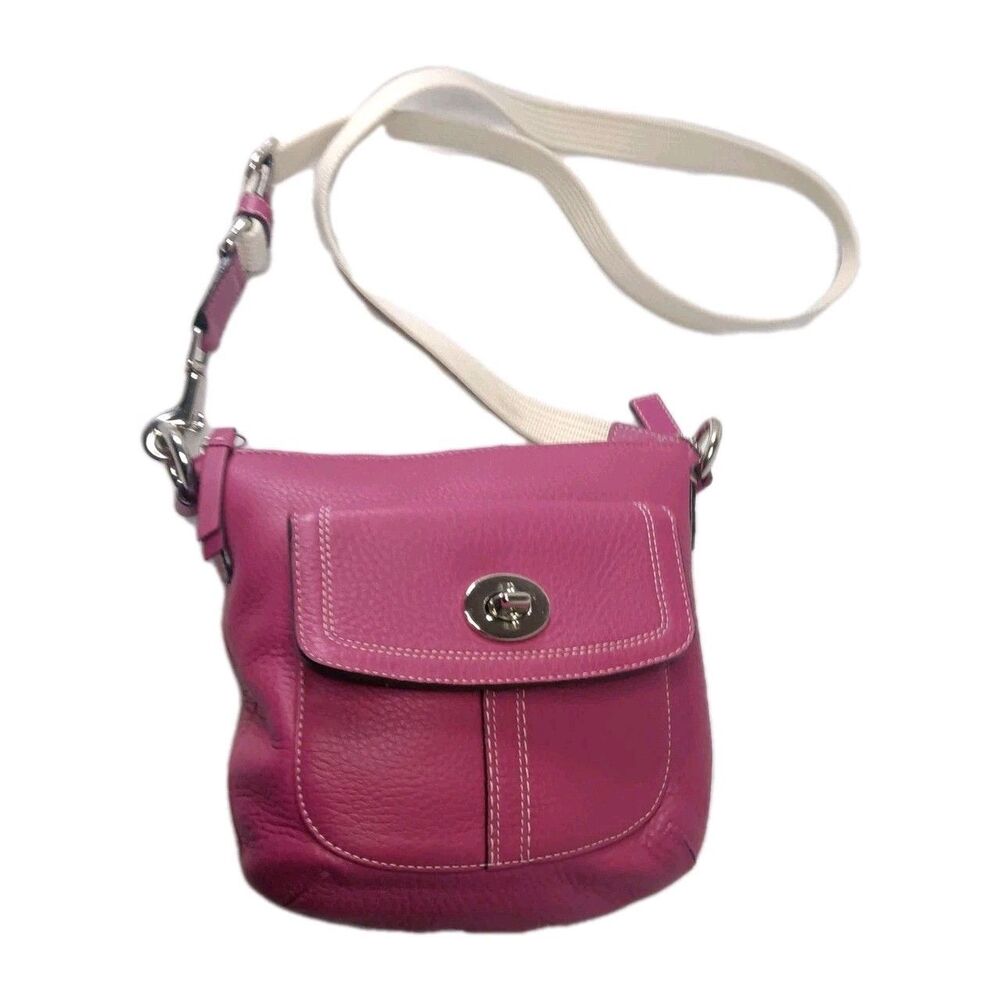 Coach Hamilton Leather Messenger Crossbody Bag Raspberry Pink Swingpack - Picture 4 of 9
